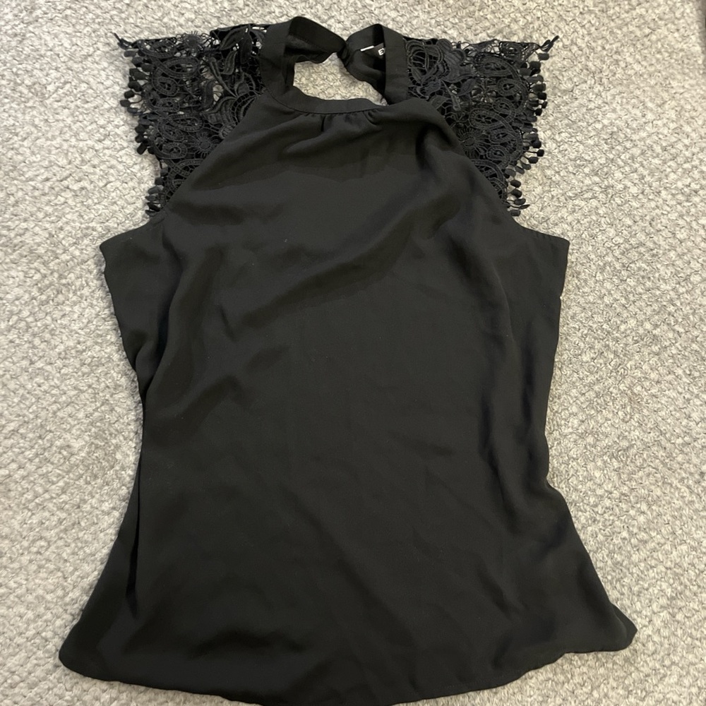 Express Black Lace Detail Women's Blouse